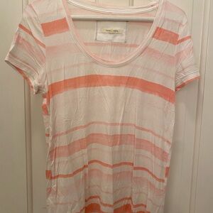 Anthropologie (Pure+Good) White Striped Short Sleeve Tee
